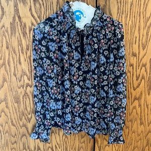 LOFT TOP BLUE FLORAL SIZE MEDIUM PETITE